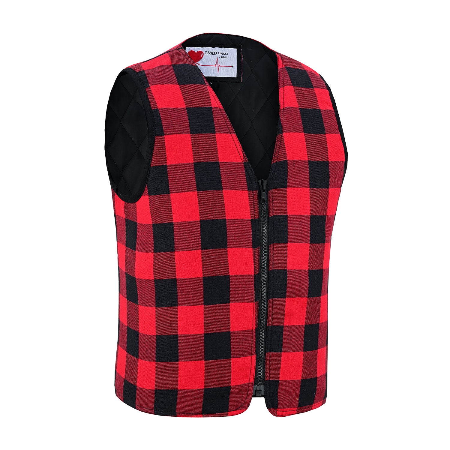 LVAD Heartmate Unisex Red & Black Flannel Vest - LVAD Gear