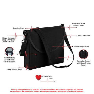 LVAD HeartMate Cordura Messenger Bag - Black