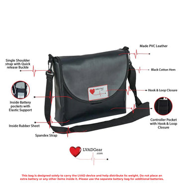 LVAD HeartMate Vinyl Messenger Bag – Black