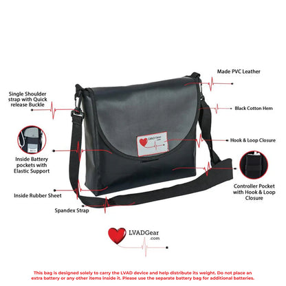 LVAD HeartMate Vinyl Messenger Bag – Black
