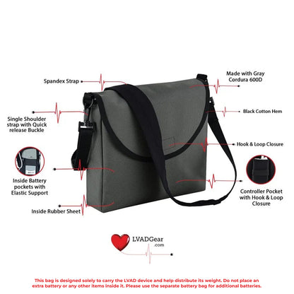 LVAD HeartMate Cordura Messenger Bag - Gray