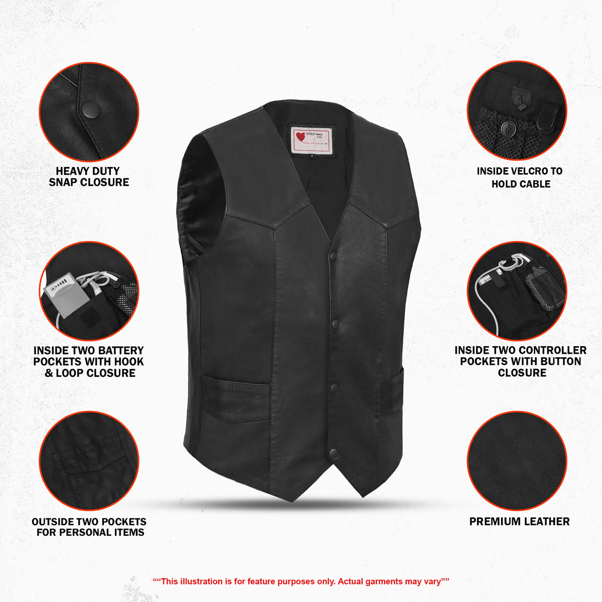 LVAD HeartMate Men’s Leather Vest