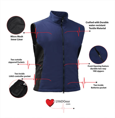 LVAD Heartmate Unisex Textile Vest – Blue & Black