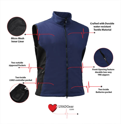 LVAD Heartmate Unisex Textile Vest – Blue & Black