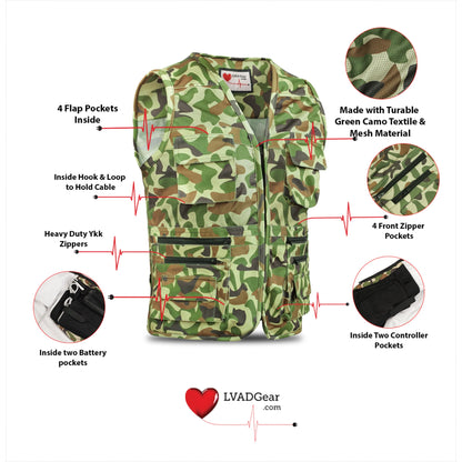 LVAD HeartMate Unisex Mesh and Textile Vest - Green Camo™