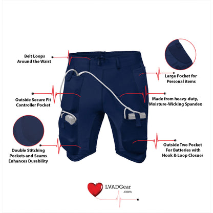 LVAD HeartMate 2 & 3 Unisex Medical Shorts – Blue