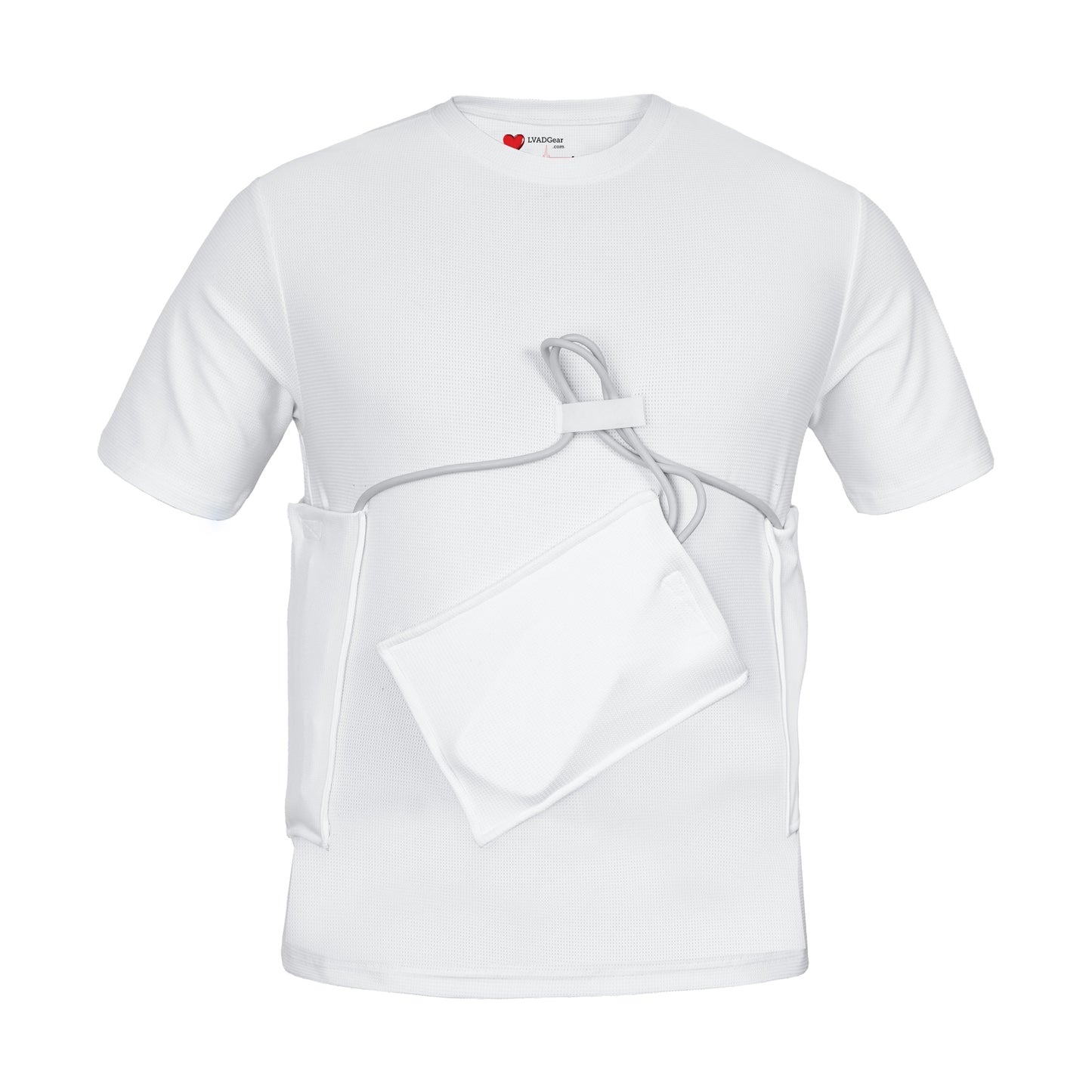LVAD HeartMate Men’s Shirt with Slanted Controller Pocket – White