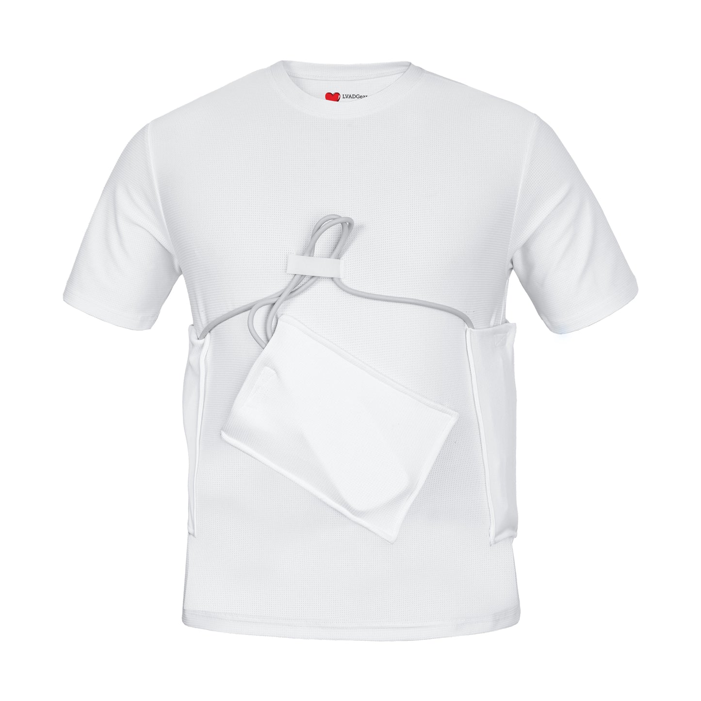 LVAD HeartMate Men’s Shirt with Slanted Controller Pocket – White