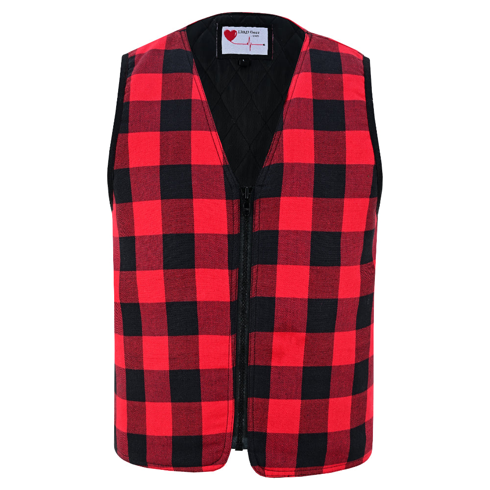 LVAD Heartmate Unisex Red & Black Flannel Vest - LVAD Gear