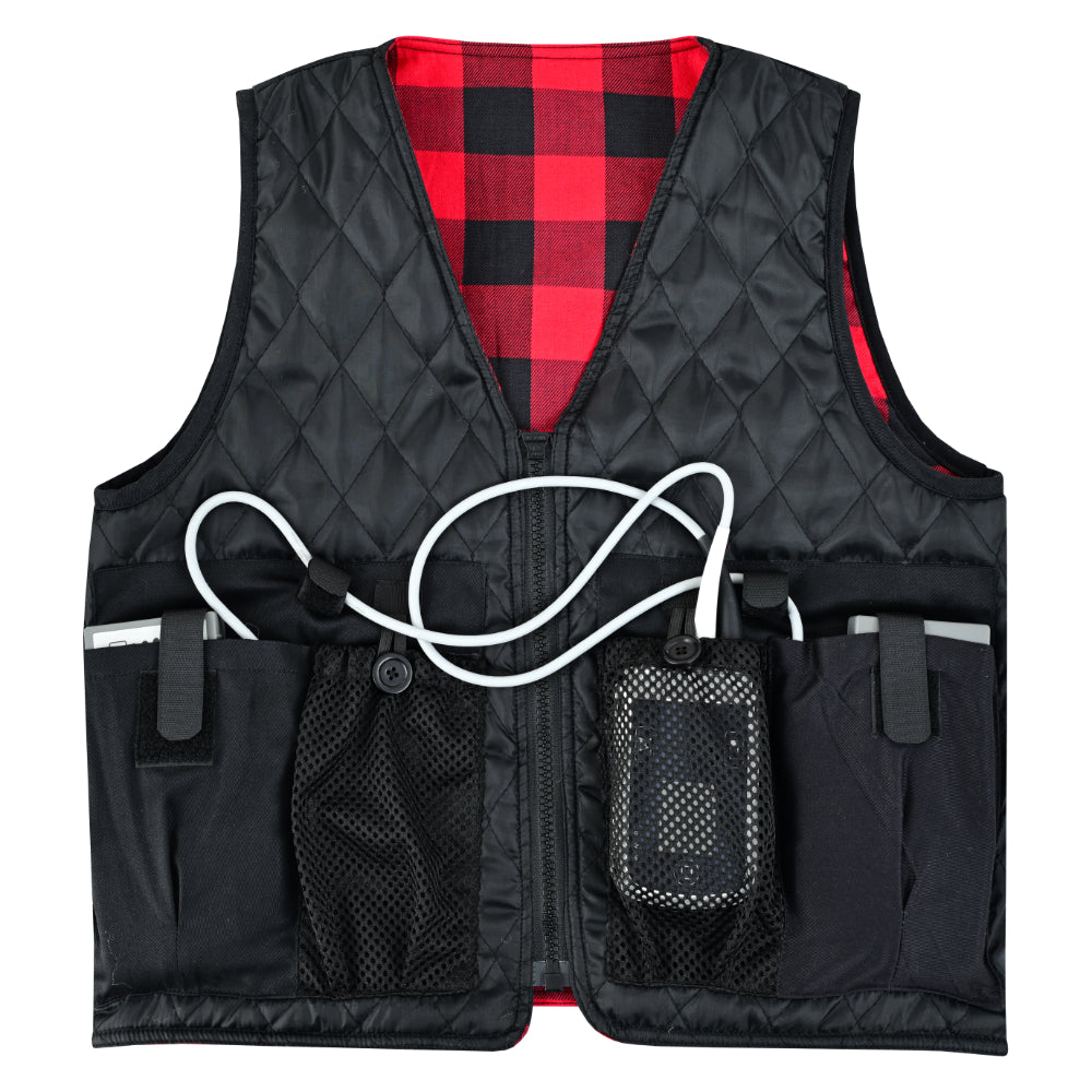 LVAD Heartmate Unisex Red & Black Flannel Vest - LVAD Gear