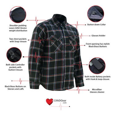 LVAD Men’s Flannel Shirt Black, Red & Blue