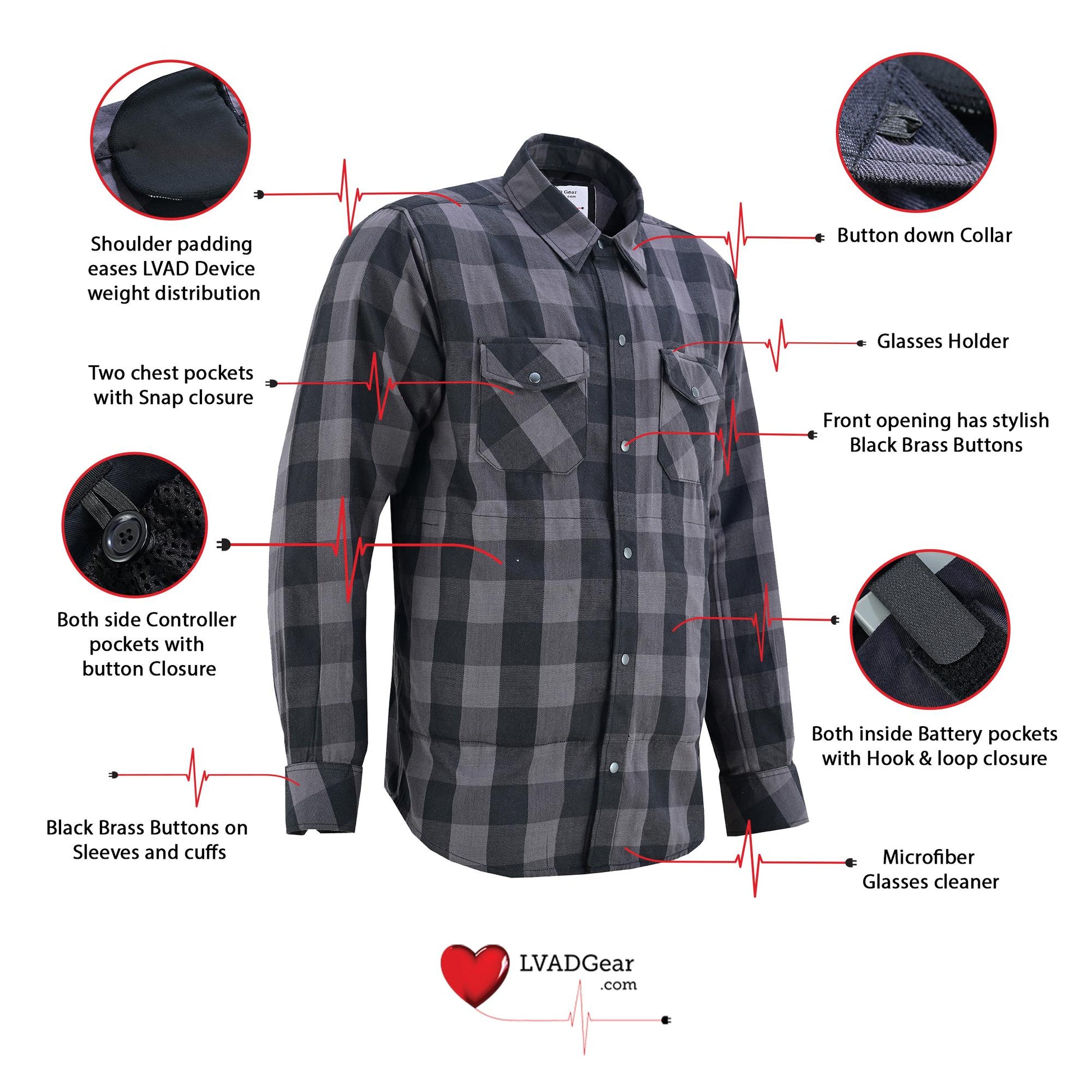 LVAD Men’s Flannel Shirt Gray & Black