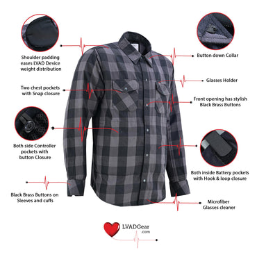 LVAD Men’s Flannel Shirt Gray & Black
