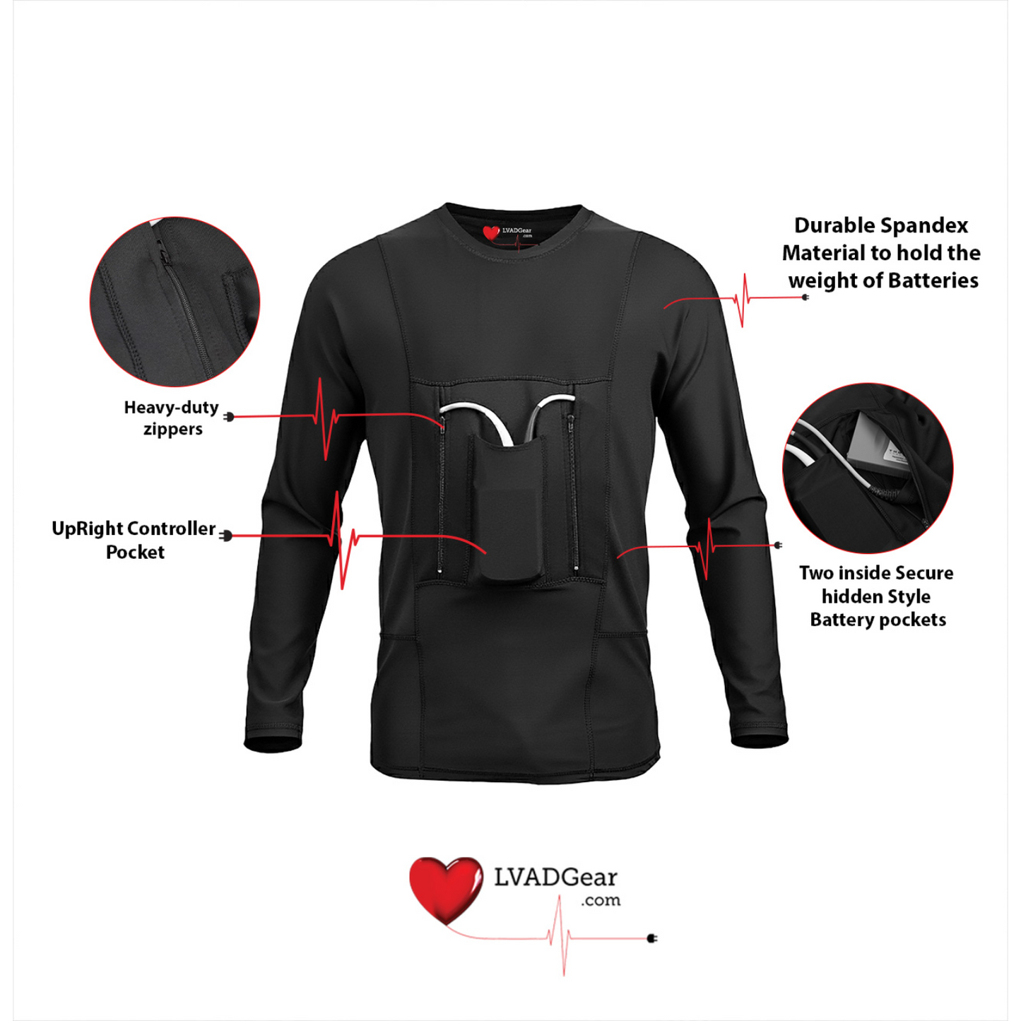 LVAD HeartMate Men’s Full Sleeves Shirt – Black