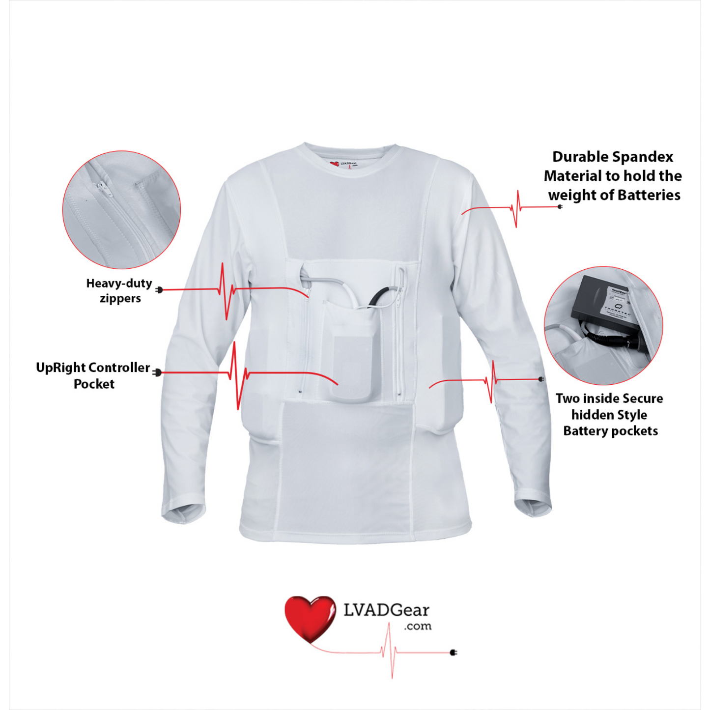 LVAD HeartMate Men’s Full Sleeves Shirt – White