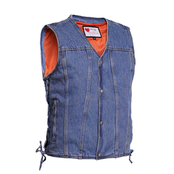 LVAD HeartMate Men's Blue Denim Vest - LVAD Gear