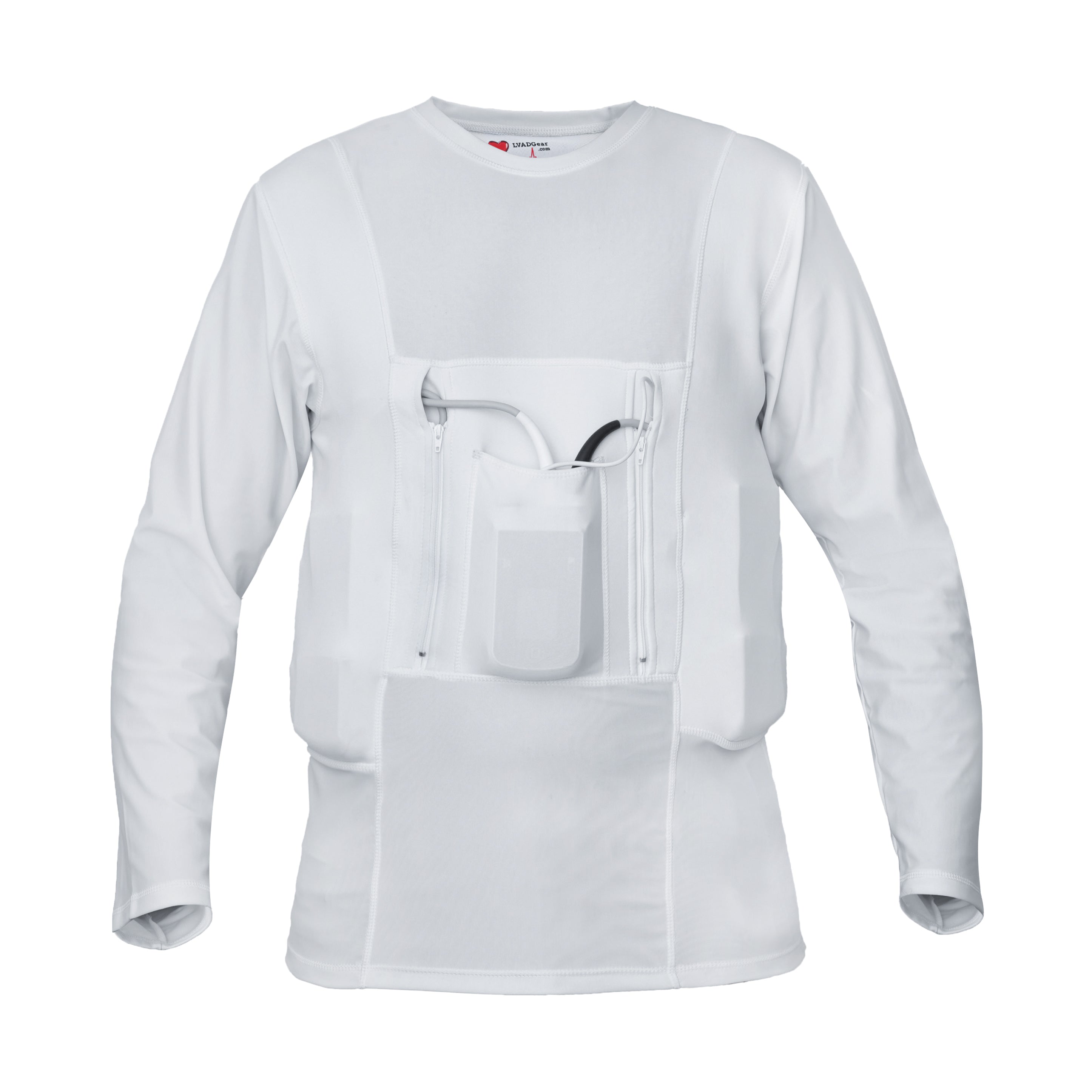 最終cantate mod's sleeve shirts 48 white LVAD HeartMate Men's Full Sleeves Shirt – White – LVAD Gear